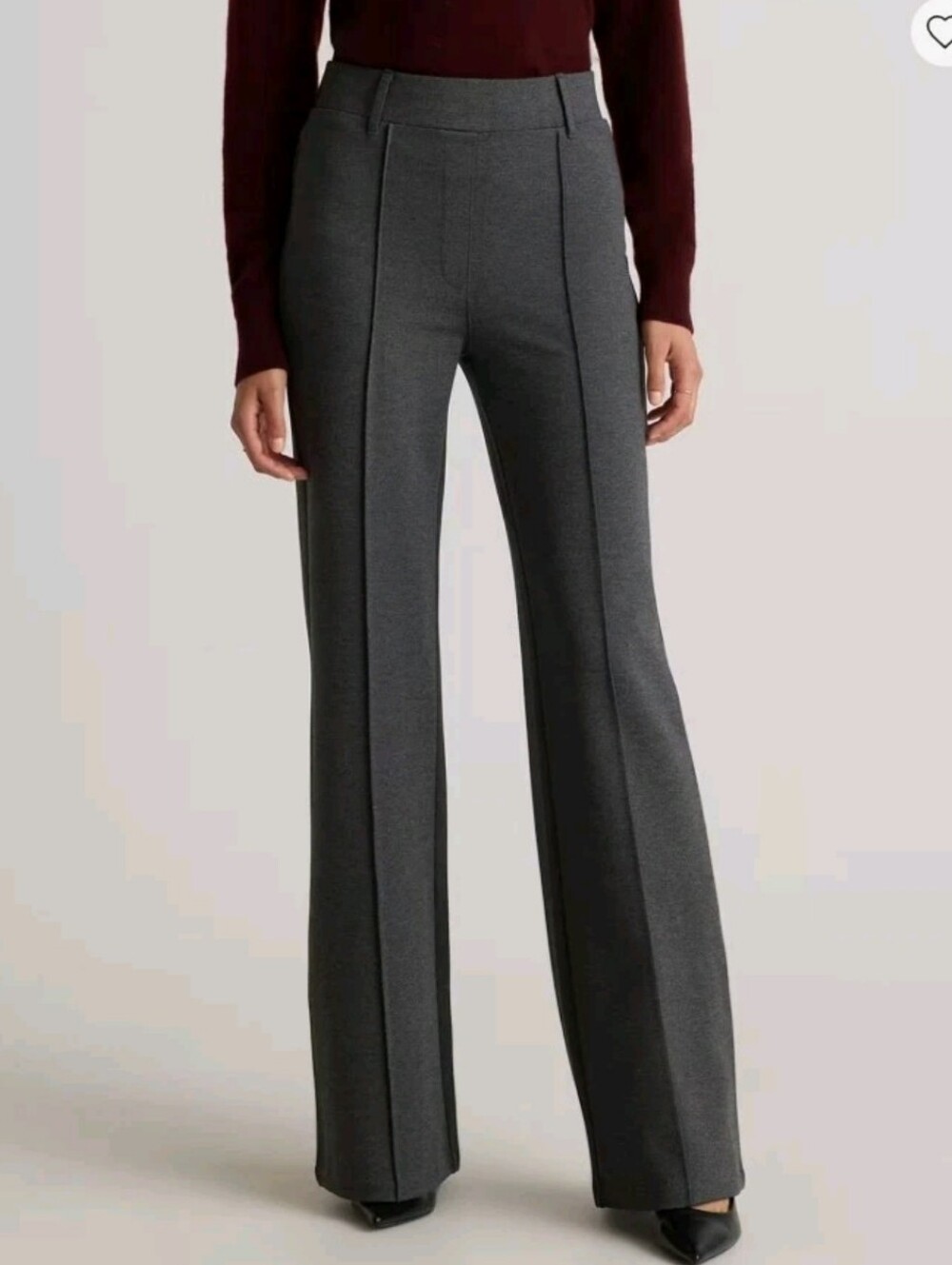 Quince Ultra Stretch Ponte Flare Pants M Charcoal Gray